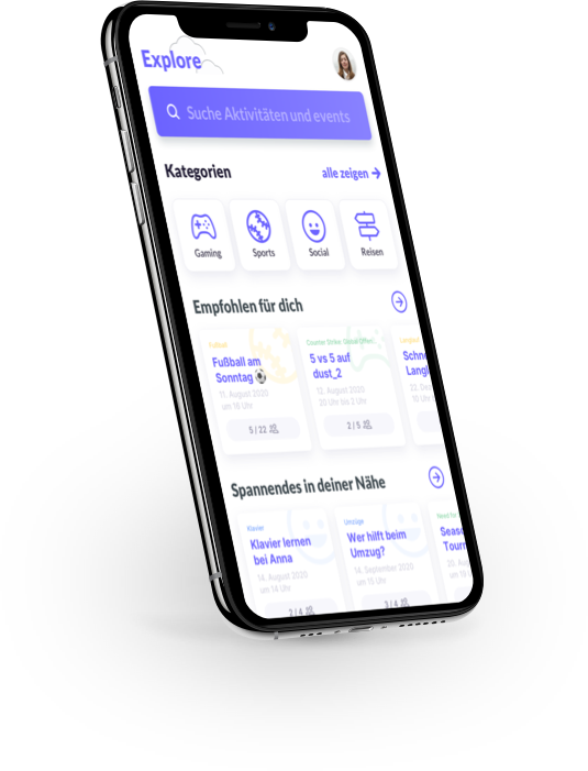 Zeigt 'Explore', wo Ihr Kategorien und neue Aktivitäten erkunden könnt.